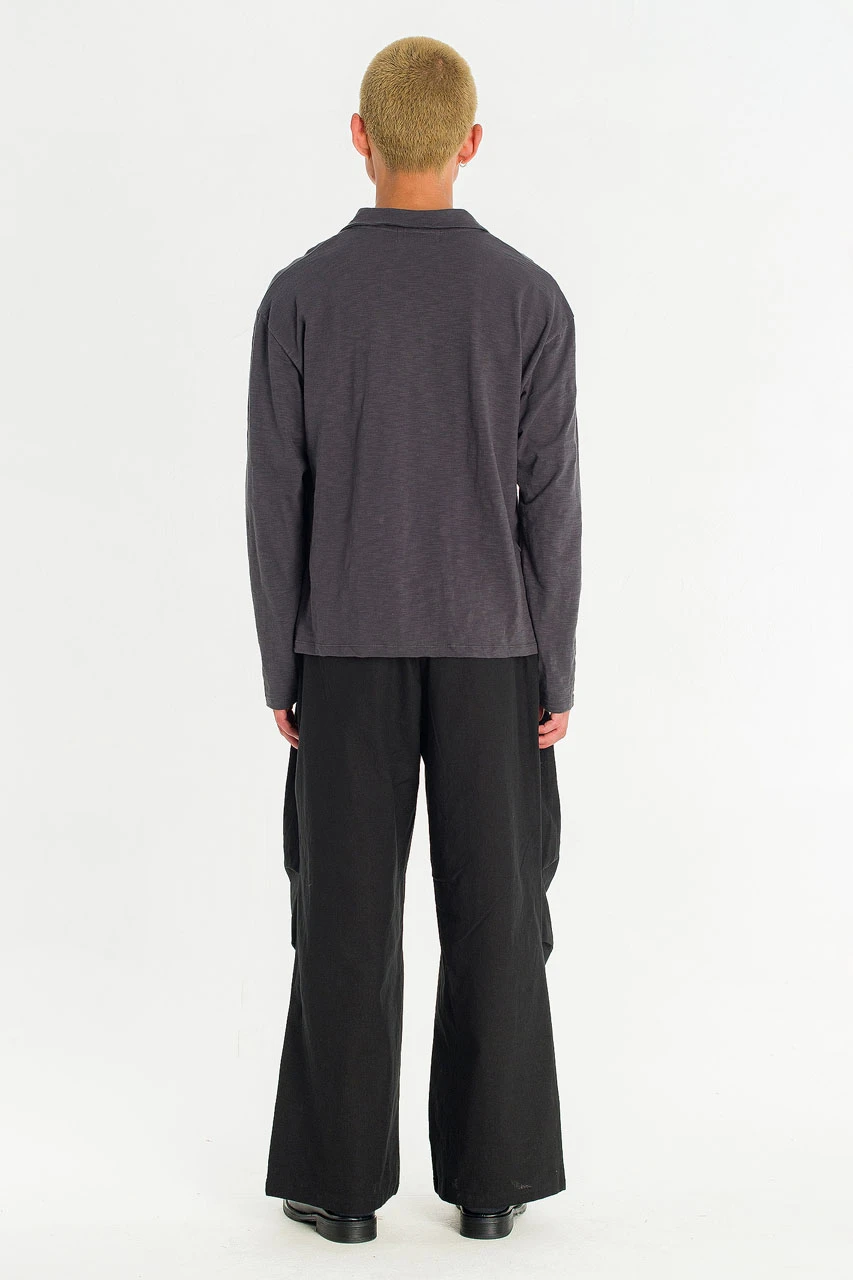 Menswear | Linen Pintuck Pants, Black