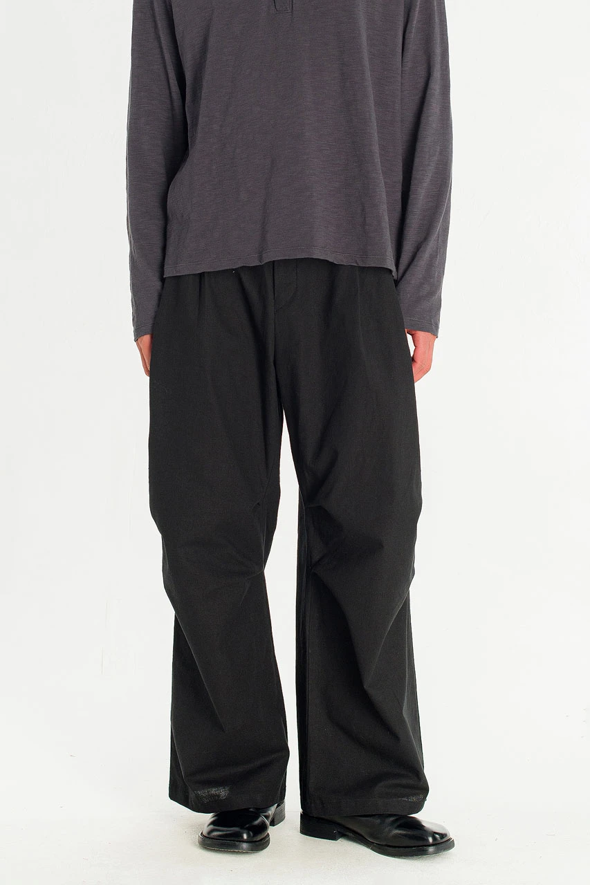 Menswear | Linen Pintuck Pants, Black
