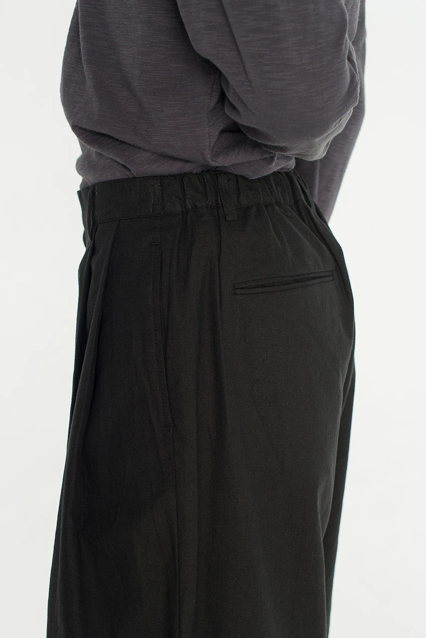 Menswear | Linen Pintuck Pants, Black