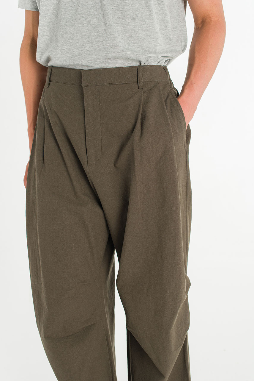 Menswear | Linen Pintuck Pants, Khaki