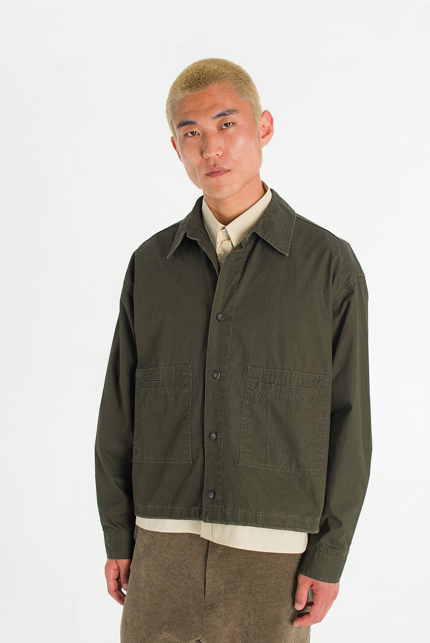Menswear | Cropped Overshirt, Khaki