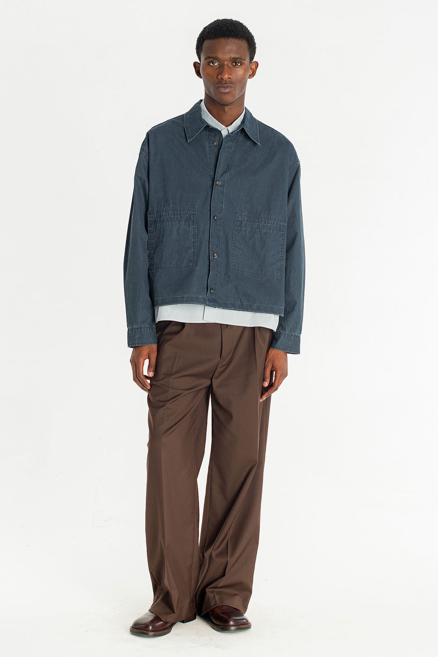 Menswear | Cropped Overshirt, Dark Blue