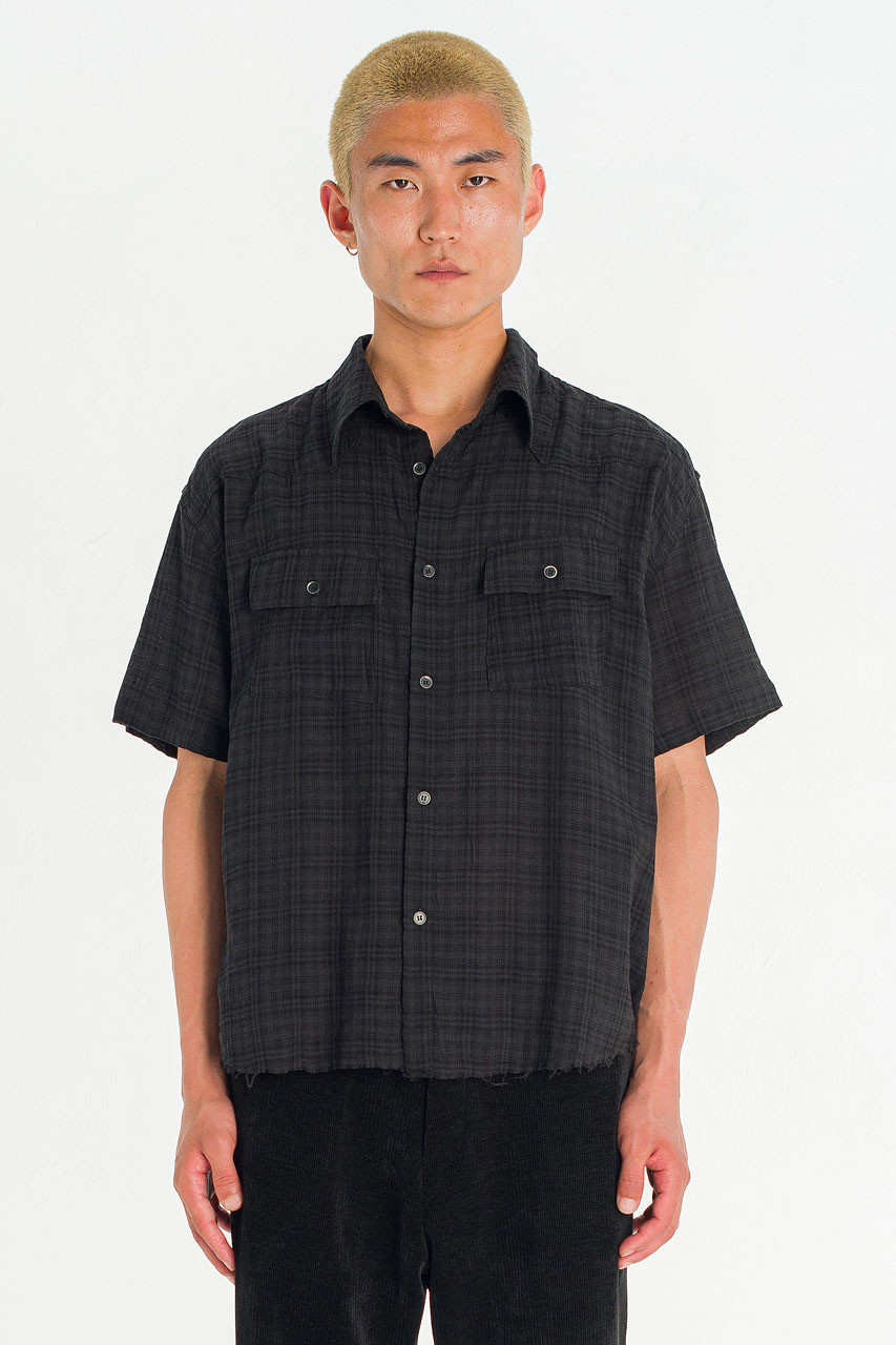 Menswear | Raw-Cut Check Shirt, Black