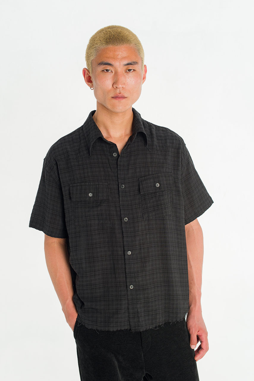 Menswear | Raw-Cut Check Shirt, Black