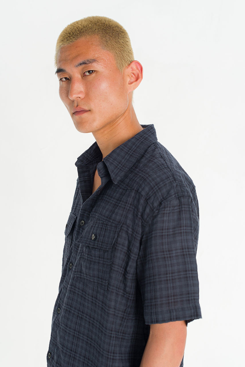 Menswear | Raw-Cut Check Shirt, Navy