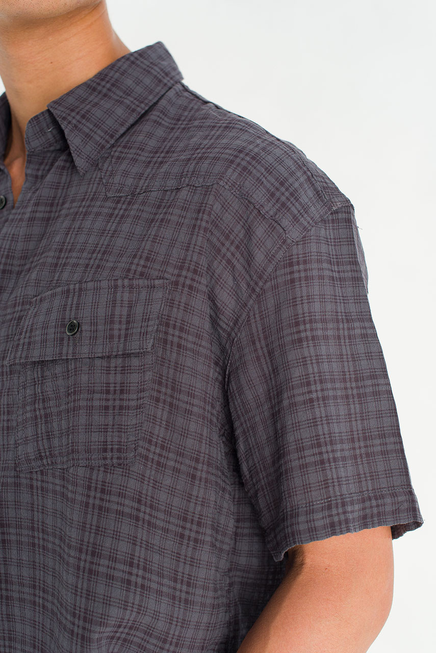 Menswear | Raw-Cut Check Shirt, Purple