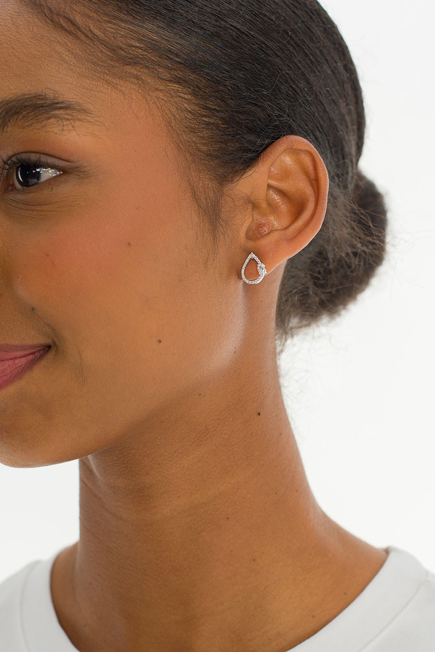 Teardrop Studs, Silver