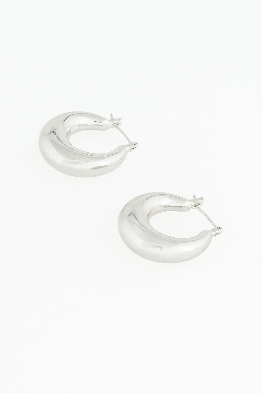 Chunky Hoop Earrings, Silver