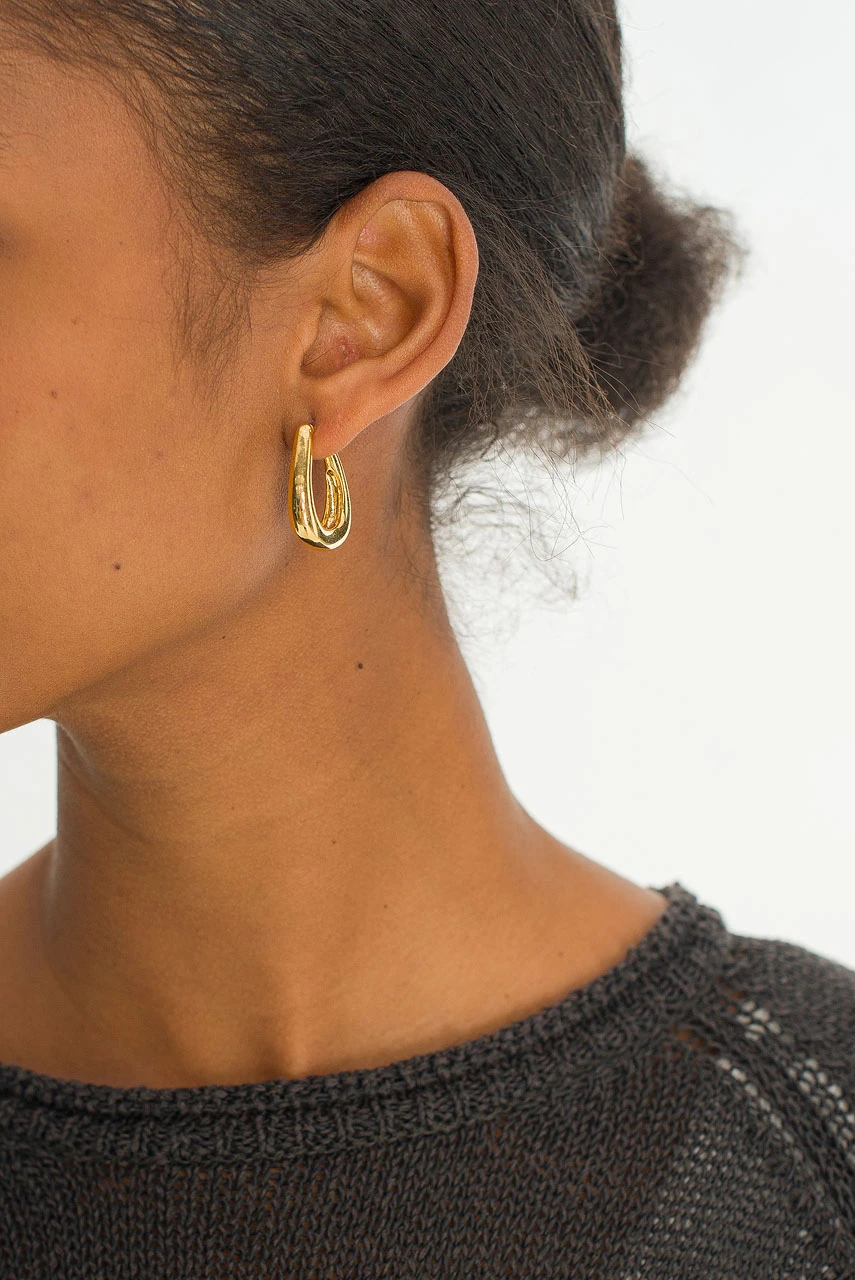 J-Curve Earrings, Gold