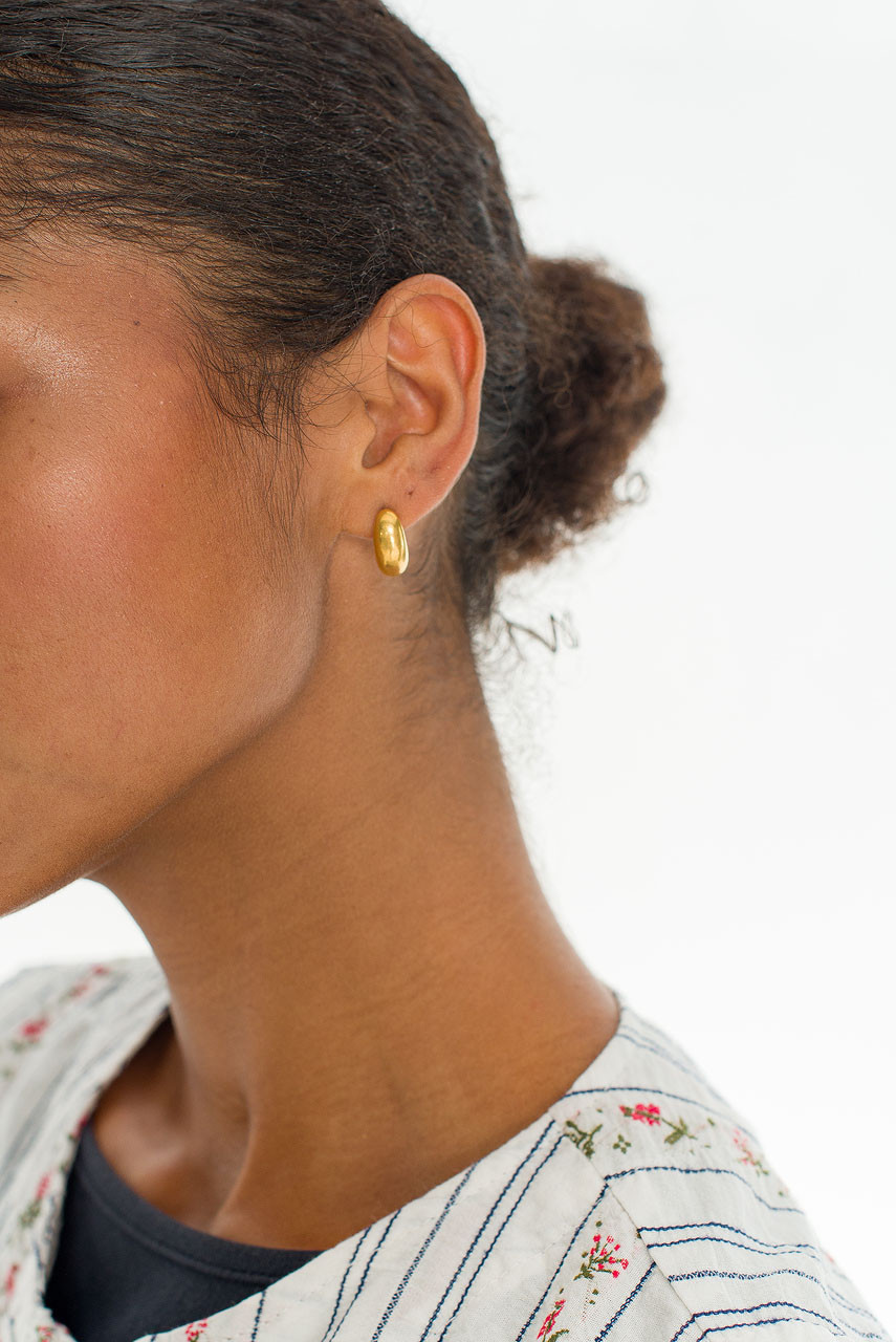 Jelly Bean Earrings, Gold