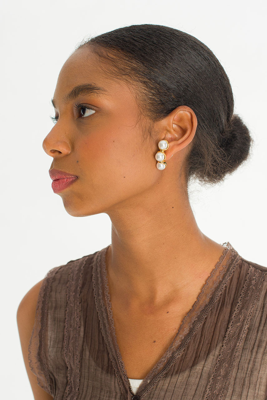 June Pearl Earrings, Gold
