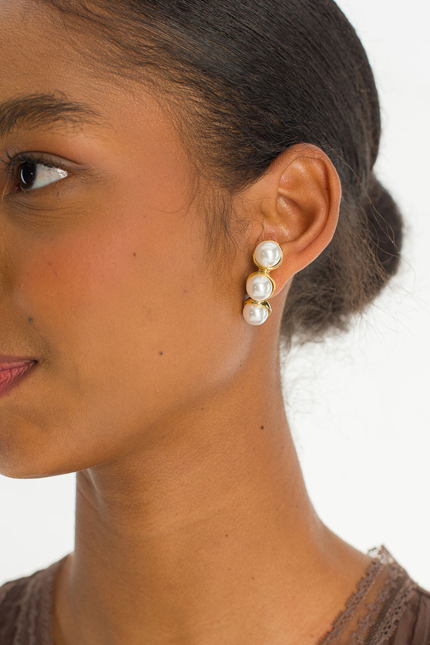 June Pearl Earrings, Gold