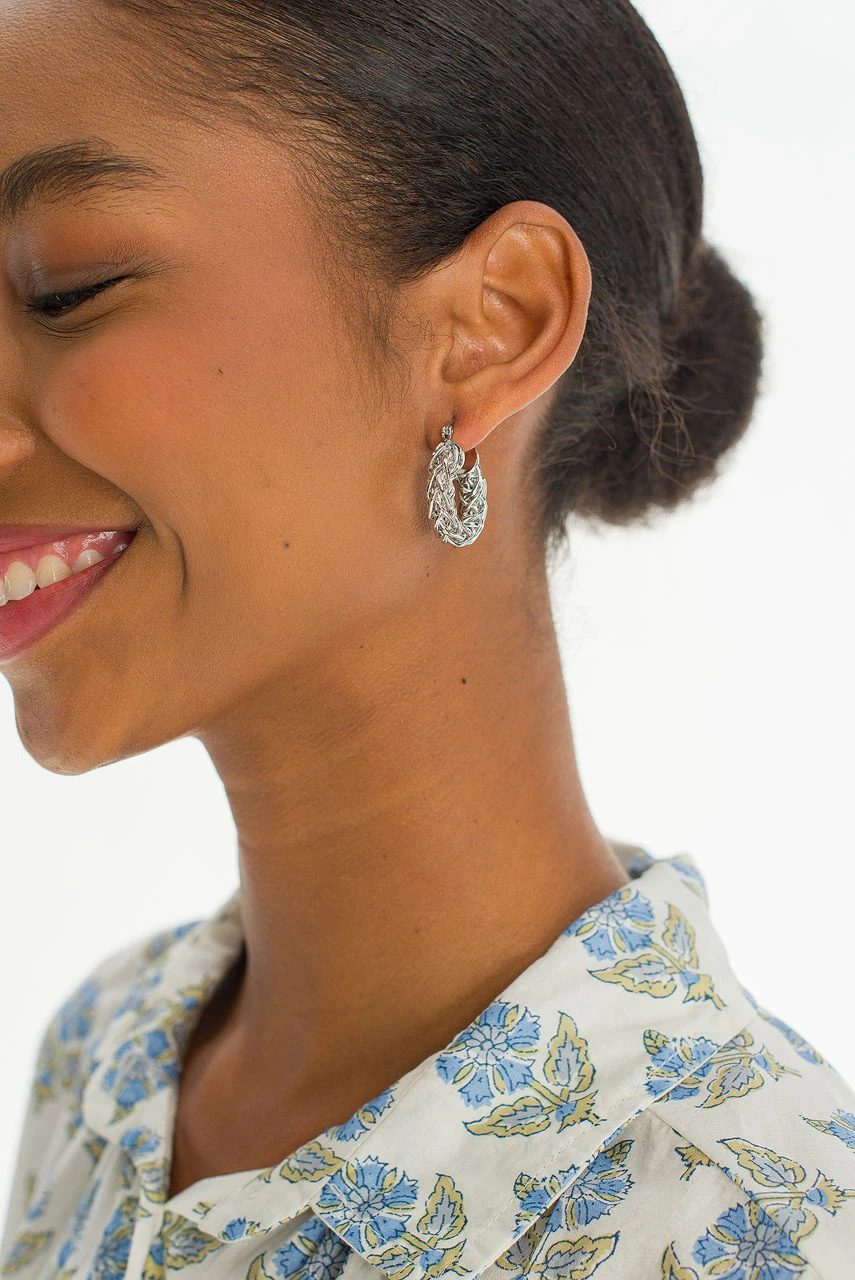 Interlace Hoop Earrings, Silver