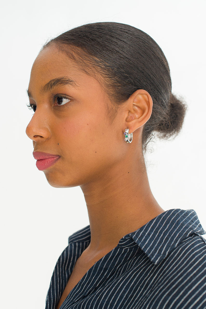 Prism Huggie Hoops, Silver