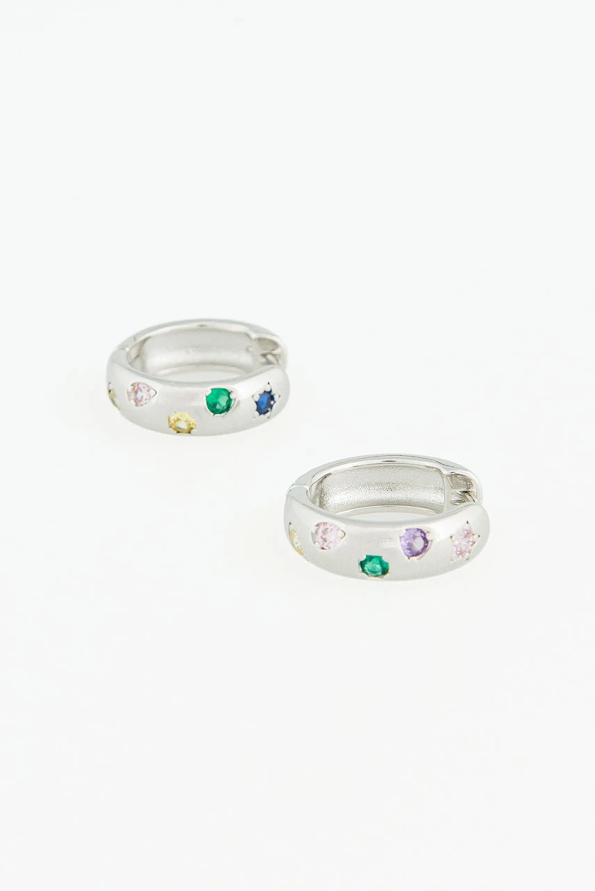 Prism Huggie Hoops, Silver