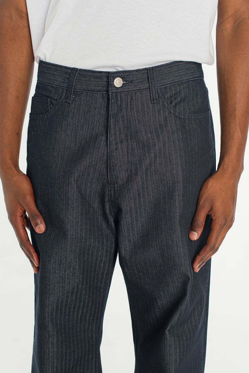 Menswear | Pinstripe Flared Jeans, Dark Blue
