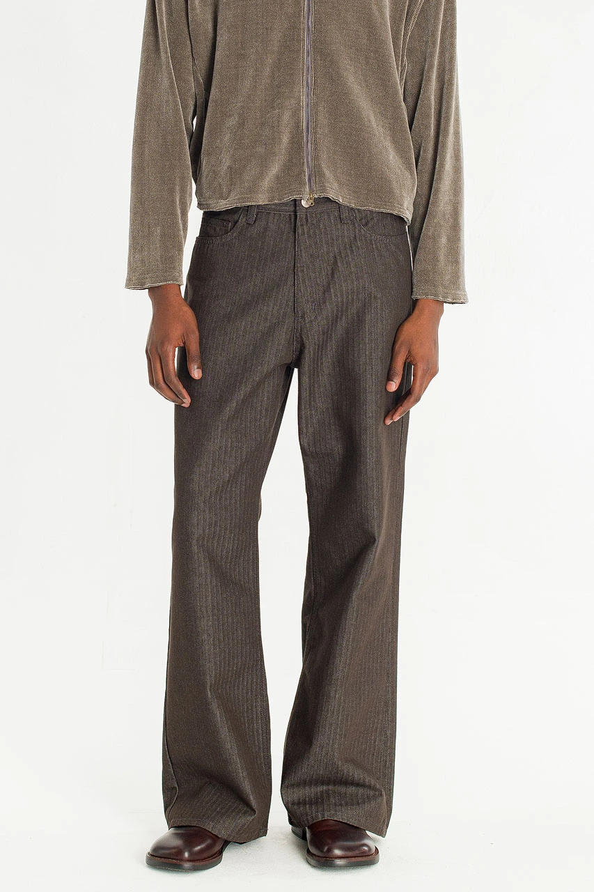Menswear | Pinstripe Flared Jeans, Charcoal