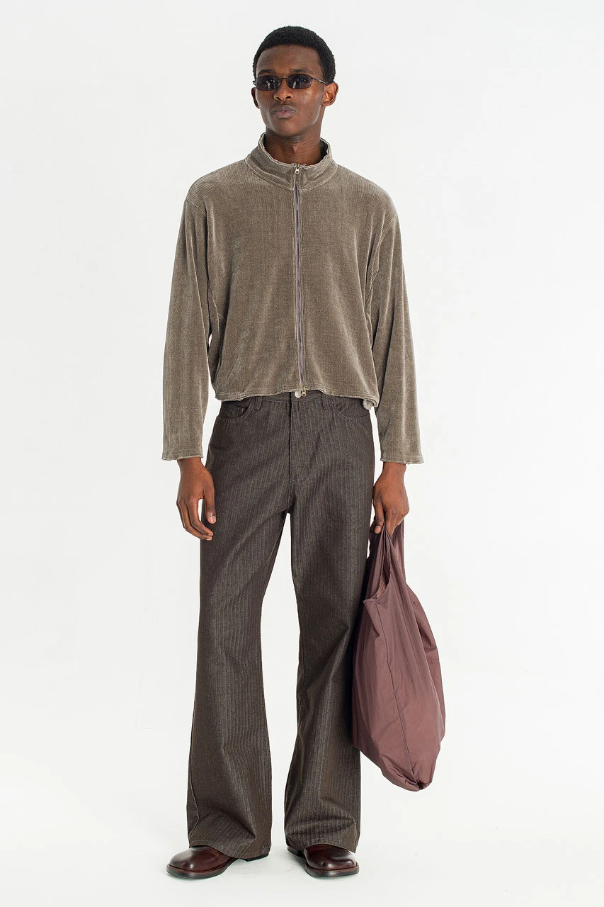 Menswear | Pinstripe Flared Jeans, Charcoal