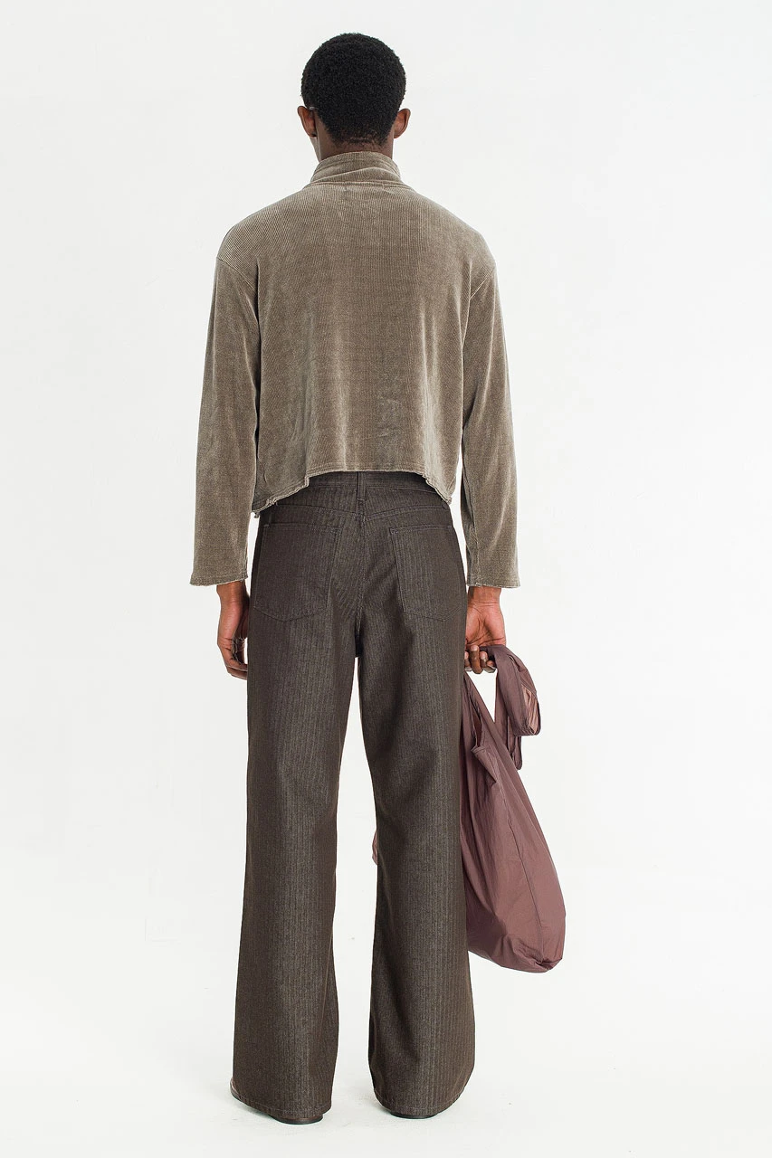 Menswear | Pinstripe Flared Jeans, Charcoal