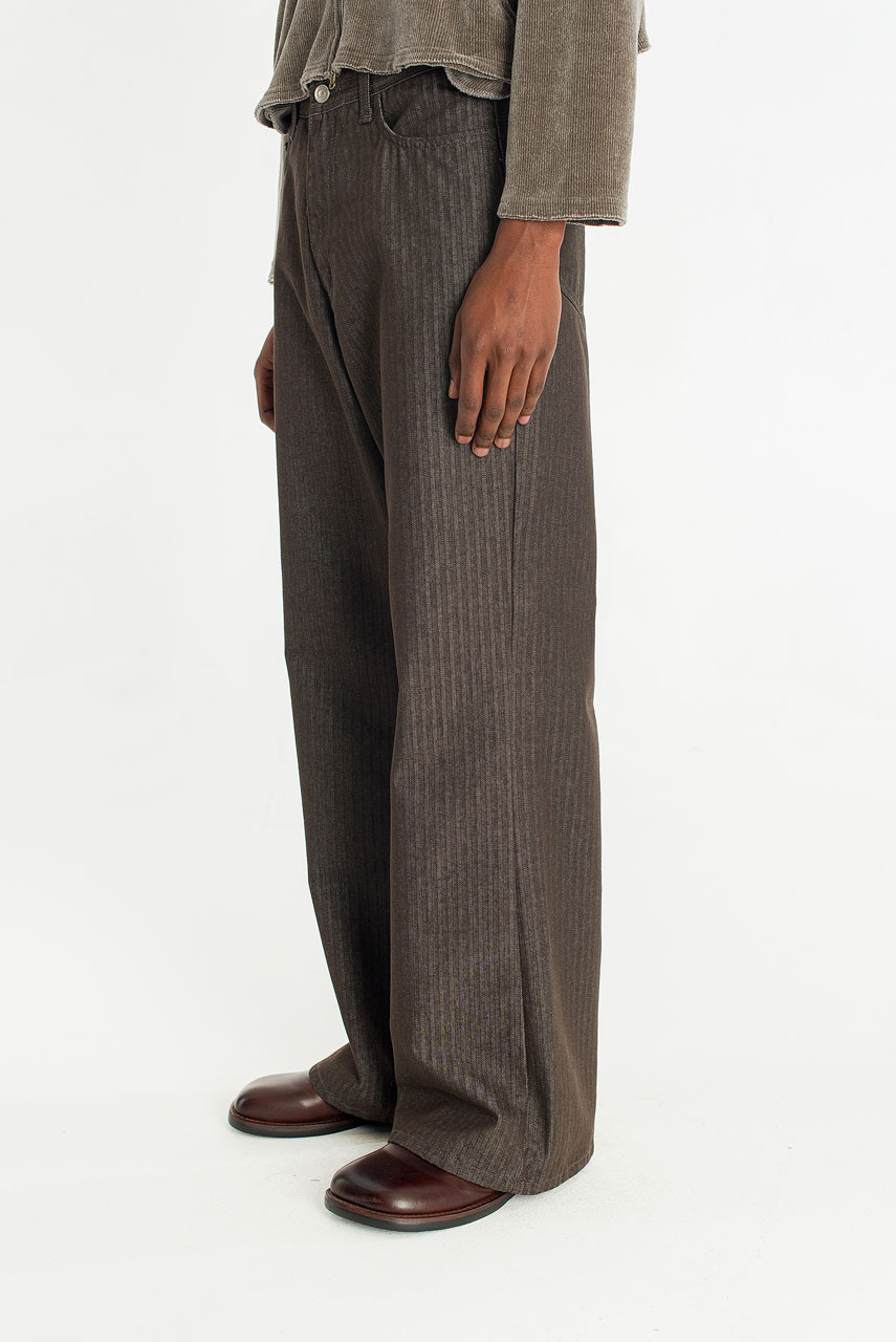 Menswear | Pinstripe Flared Jeans, Charcoal