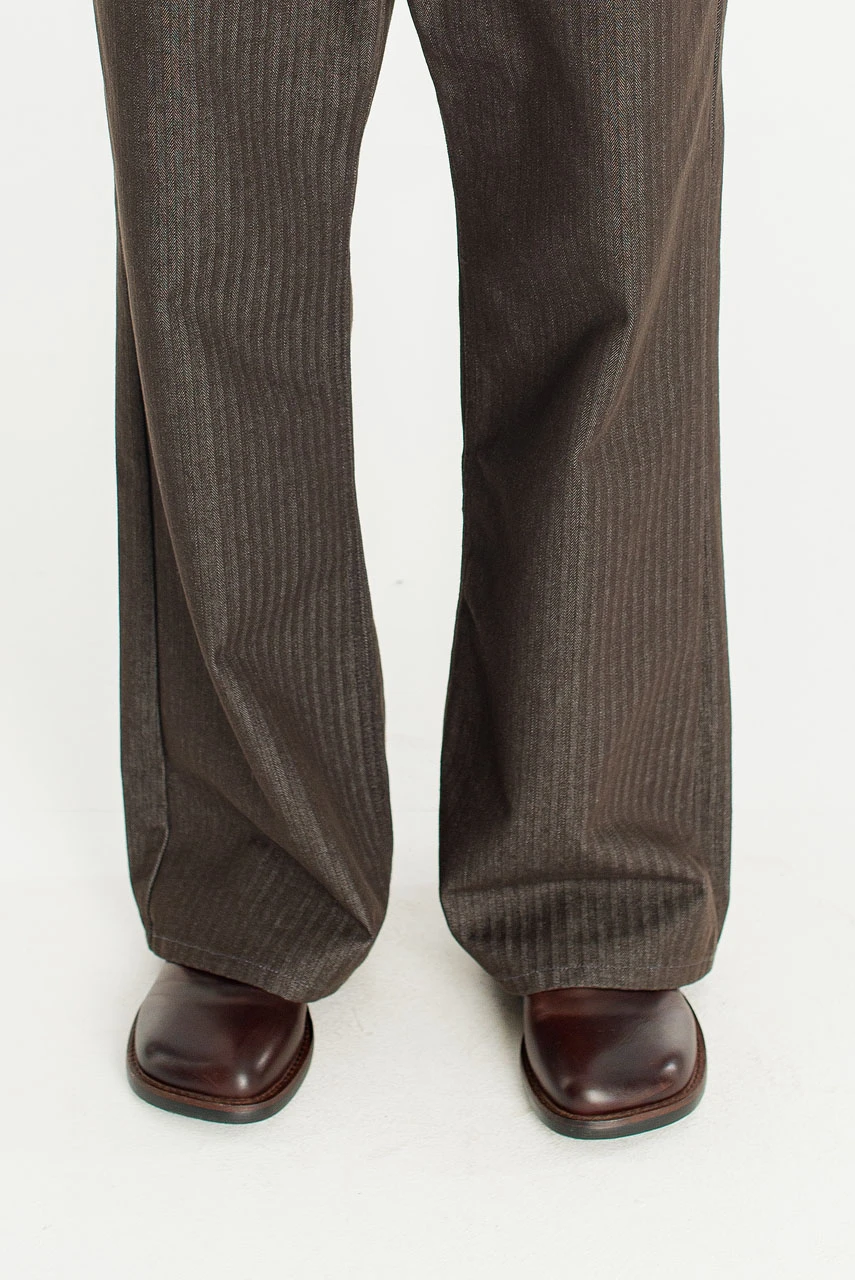 Menswear | Pinstripe Flared Jeans, Charcoal