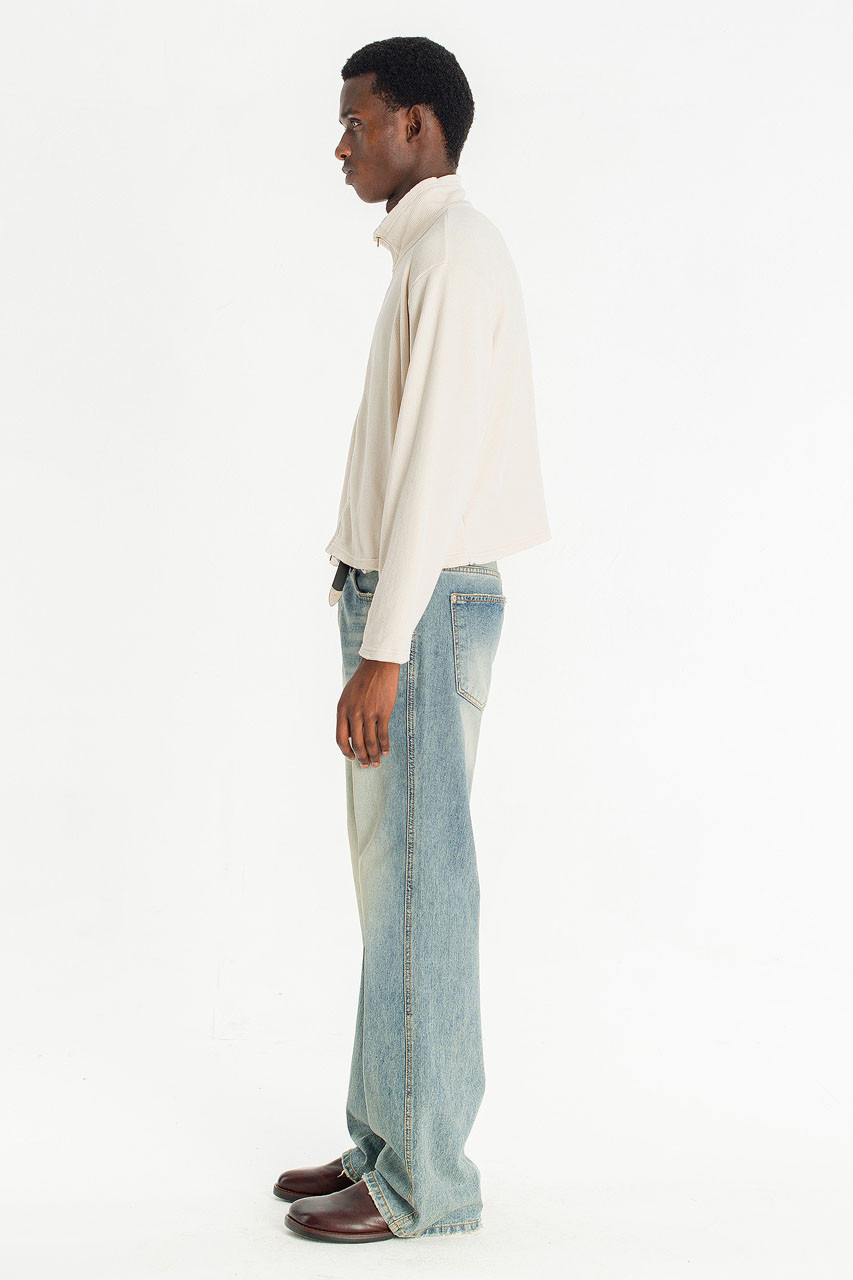 Menswear | Raw-Cut Funnel Sweat, Ivory