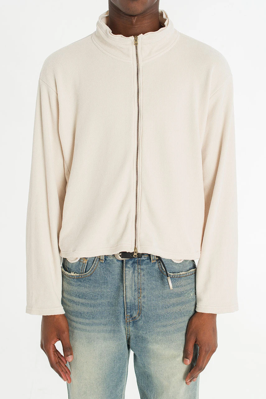 Menswear | Raw-Cut Funnel Sweat, Ivory