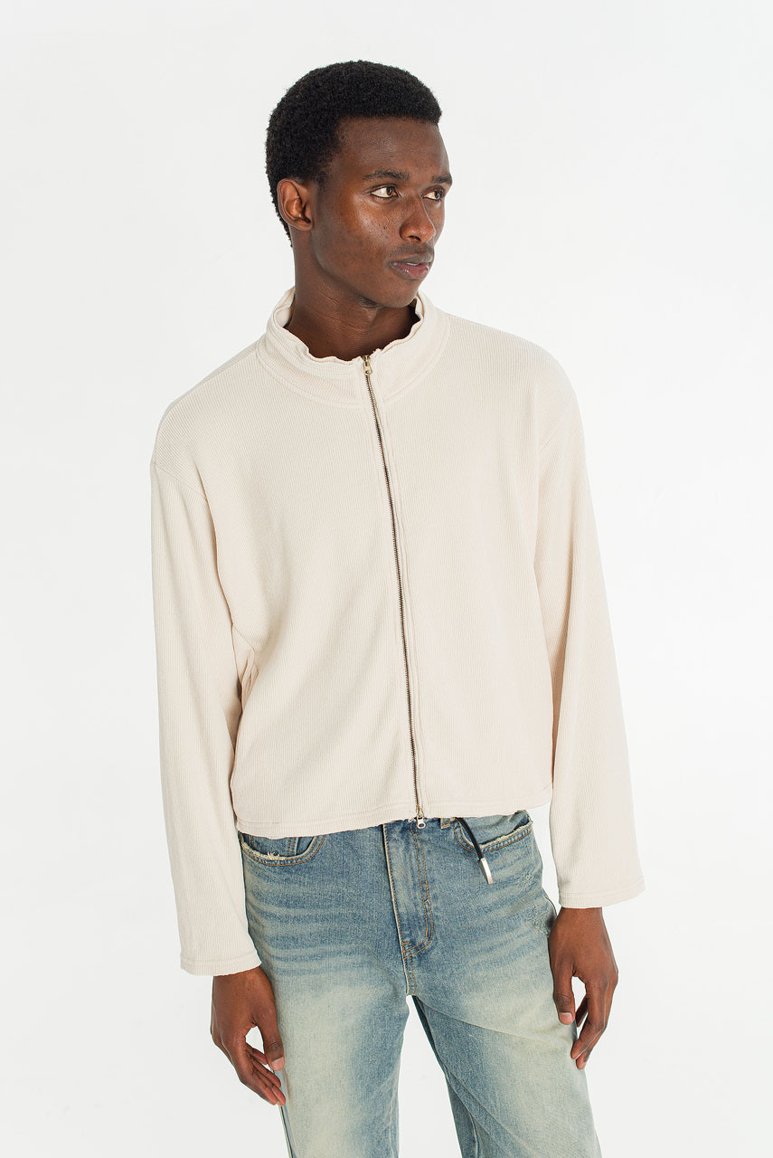 Menswear | Raw-Cut Funnel Sweat, Ivory