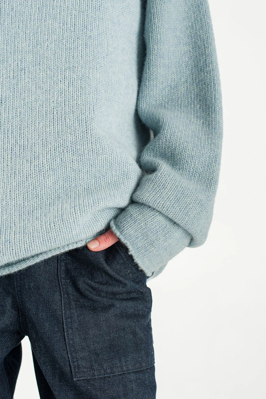 Boat Neck Wool Boxy Jumper, Sky Blue