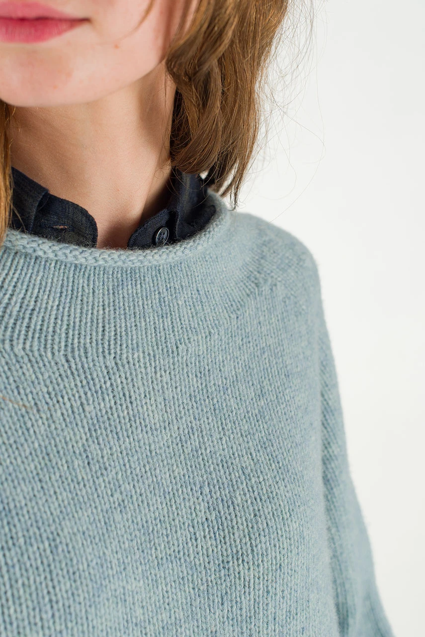 Boat Neck Wool Boxy Jumper, Sky Blue