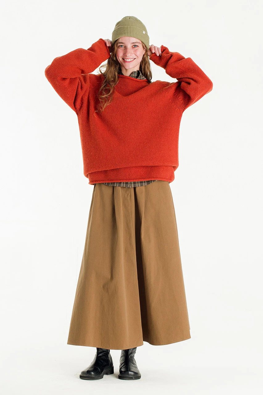Boat Neck Wool Boxy Jumper, Burnt Orange