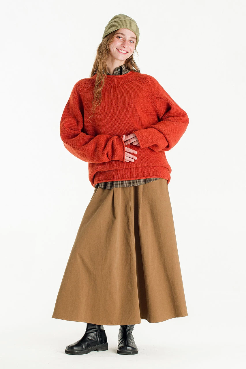 Boat Neck Wool Boxy Jumper, Burnt Orange