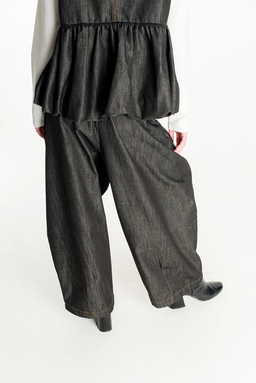 Marden Barrel Trousers, Washed Black