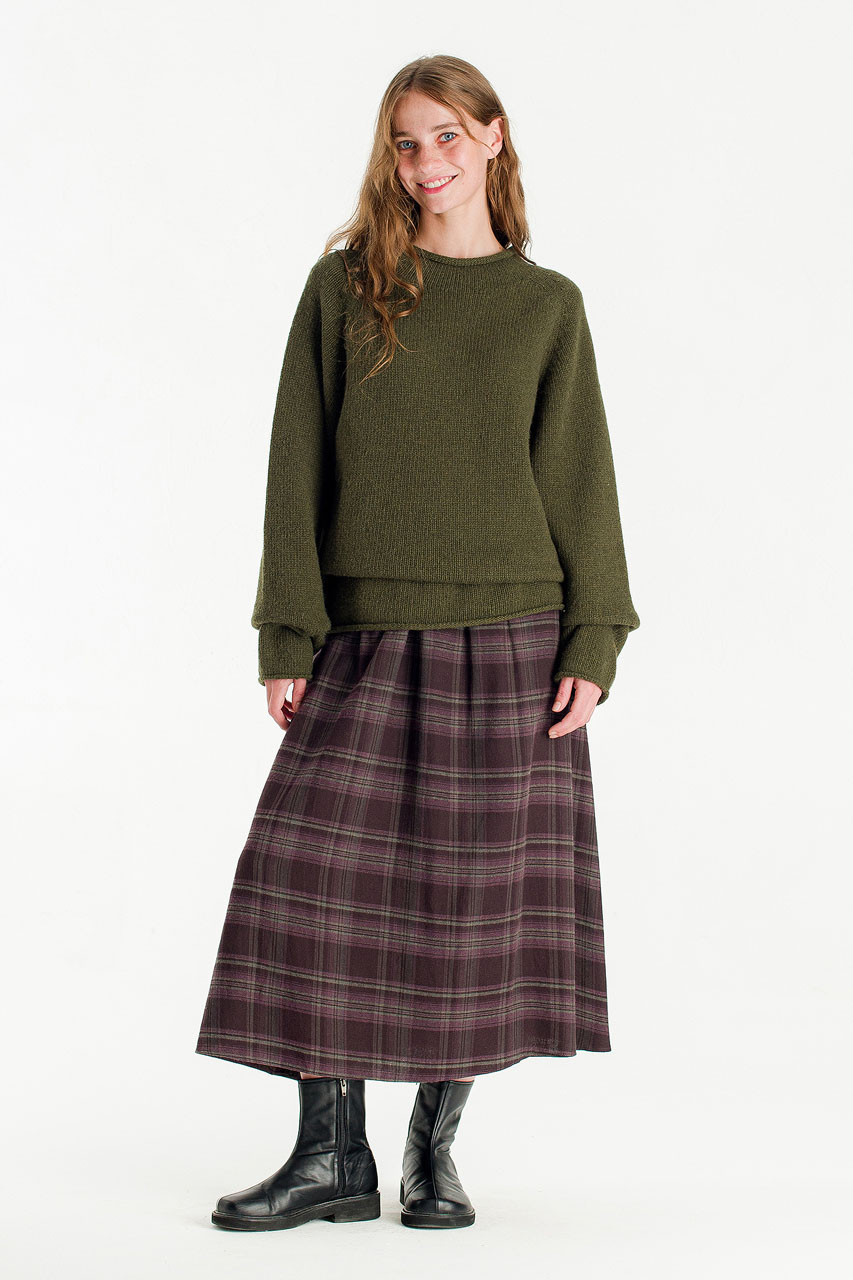 Brushed Check Skirt, Claret