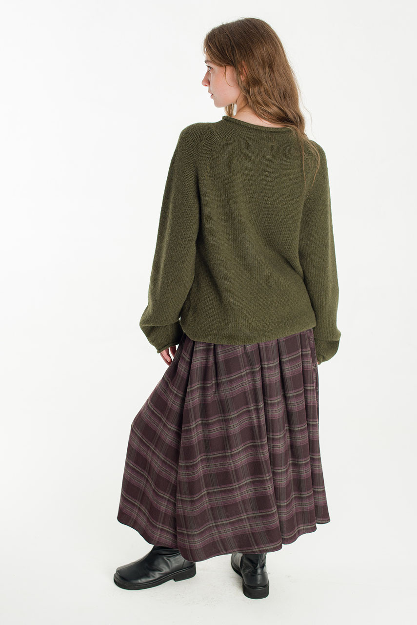 Brushed Check Skirt, Claret