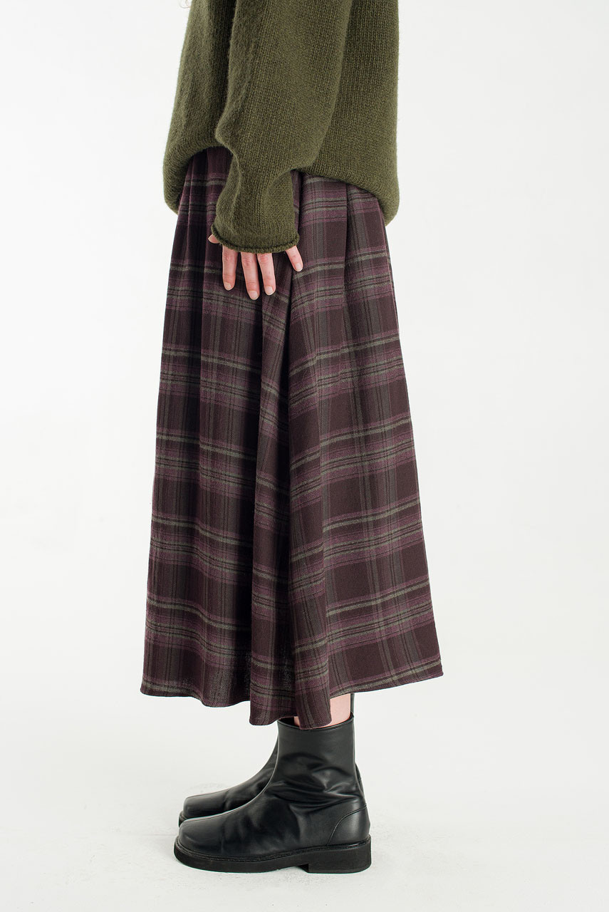Brushed Check Skirt, Claret