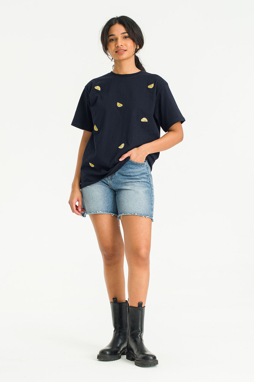 Lemon Stitch Short Sleeve Tee, Navy