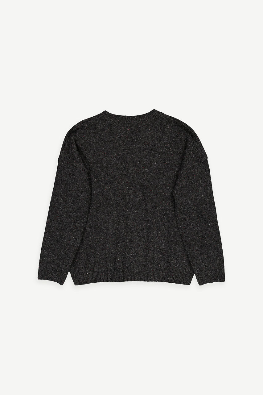 Boucle Round Neck Jumper, Charcoal