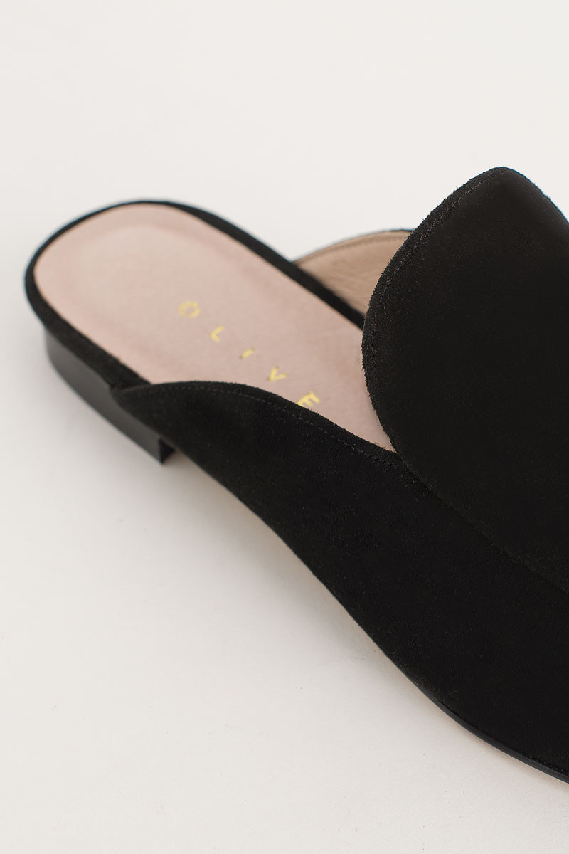Simple Suede Sliders, Black