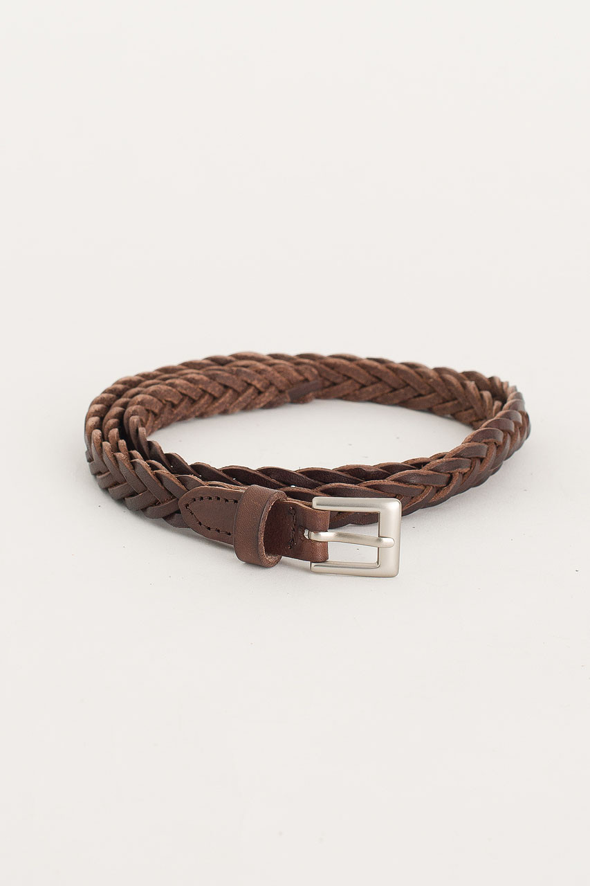 Cable Skinny Belt, Brown