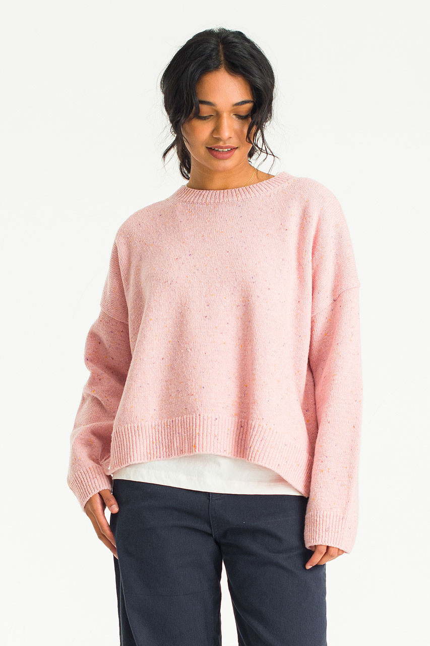 Boucle Round Neck Jumper, Azalea
