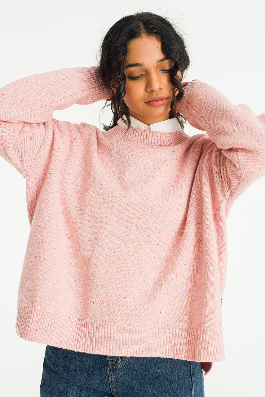 Boucle Round Neck Jumper, Azalea