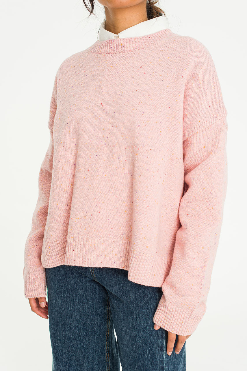 Boucle Round Neck Jumper, Azalea