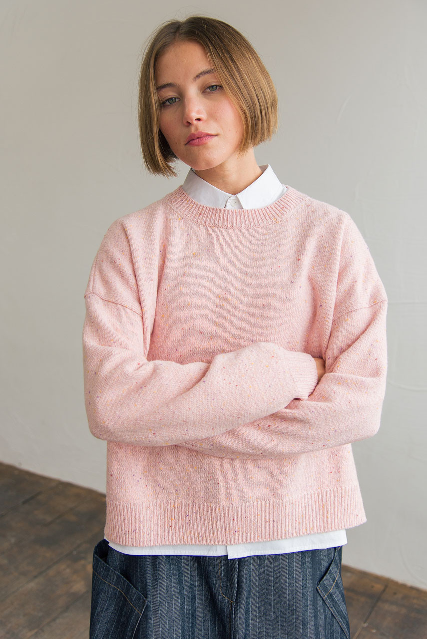 Boucle Round Neck Jumper, Azalea
