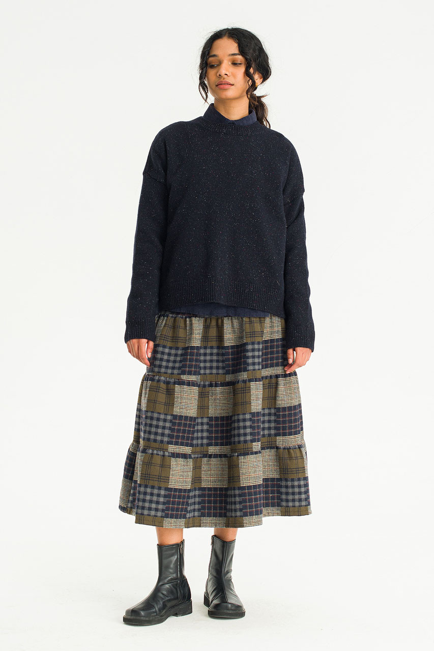 Boucle Round Neck Jumper, Midnight Navy