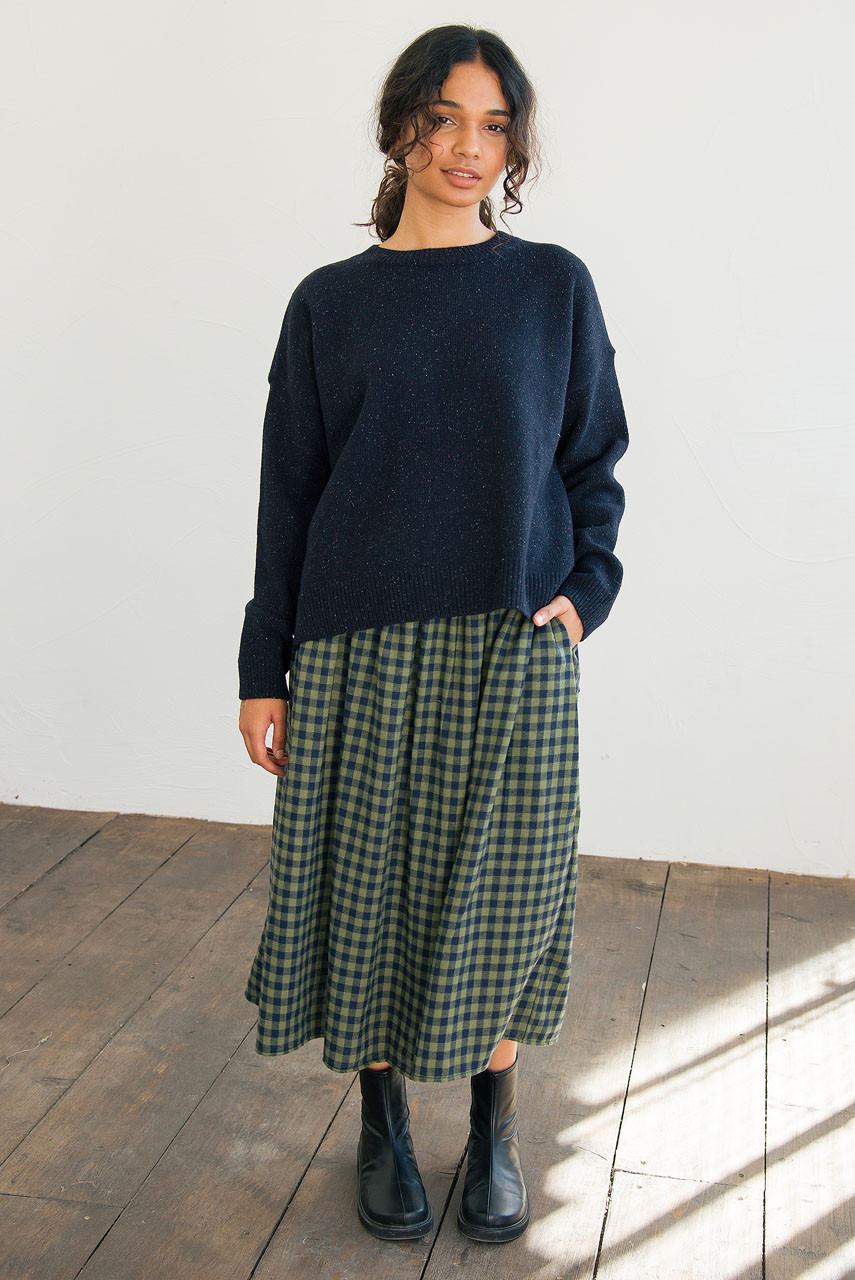 Boucle Round Neck Jumper, Midnight Navy