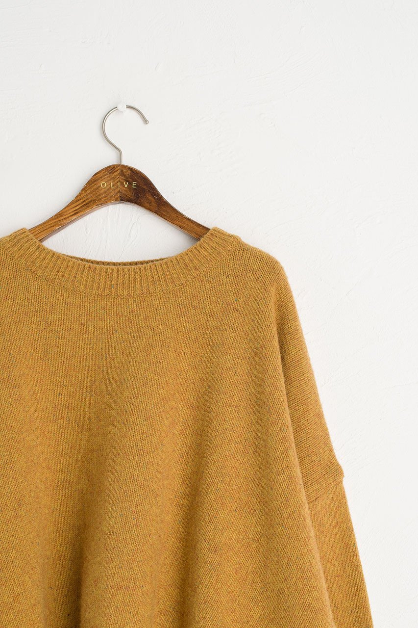 Boucle Round Neck Jumper, Mustard