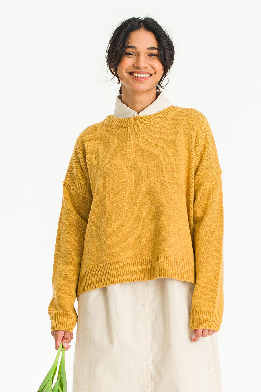 Boucle Round Neck Jumper, Mustard