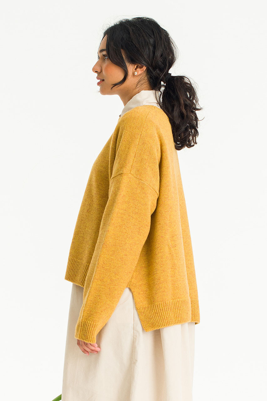 Boucle Round Neck Jumper, Mustard