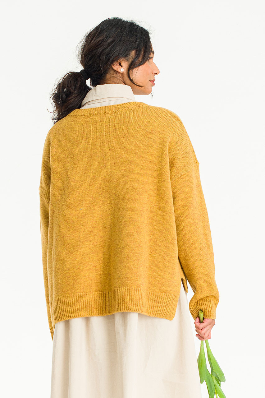 Boucle Round Neck Jumper, Mustard